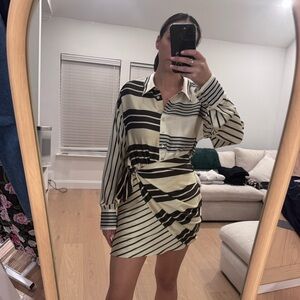 L'Academie Kamille Mini Dress in Black and Cream